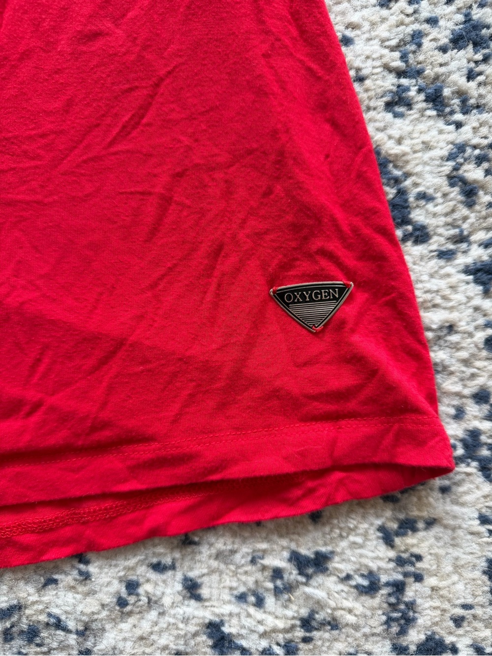 Vintage Y2K Oxygen Worn-In Red Lace-Up Graphic Short Sleeve Top by - Picture 2 of 5